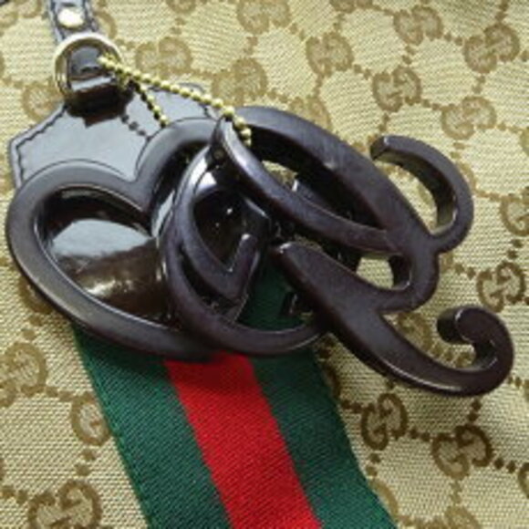 Gucci Tote Shoulder Canvas Sherry Bag GG Brown Beige - Picture 8 of 9